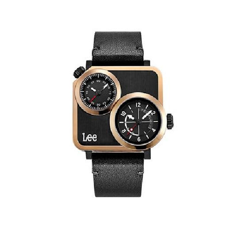 orologio doppio orario acciaio rose pelle nero Lee LEF-M116DRL1-17 | Gioiellitosti.it
