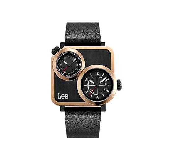 orologio doppio orario acciaio rose pelle nero Lee LEF-M116DRL1-17 | Gioiellitosti.it