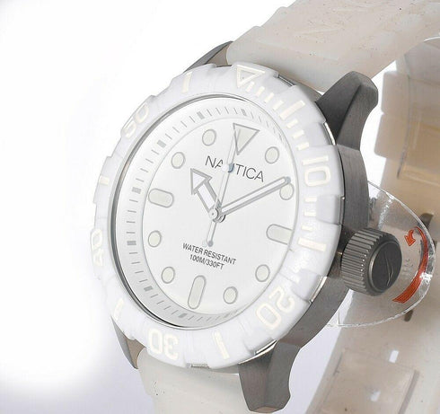 Orologio Unisex Nautica A09603G WR 100M acciaio cinturino gomma bianco | Gioiellitosti.it