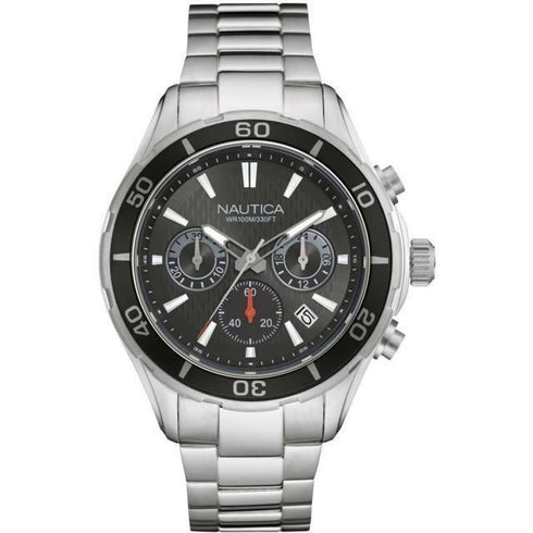 Orologio uomo cronografo Nautica NAD18525G cassa bracciale acciaio WR 100M Nero | Gioiellitosti.it