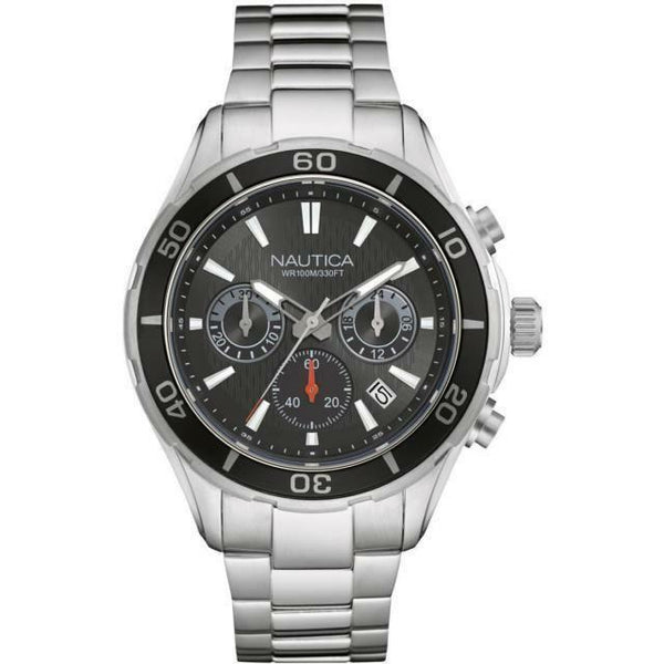 Orologio uomo cronografo Nautica NAD18525G cassa bracciale acciaio WR 100M Nero | Gioiellitosti.it