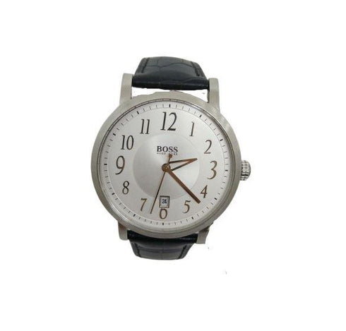 Orologio uomo Hugo Boss grande cassa tonda cinturino pelle nero | Gioiellitosti.it