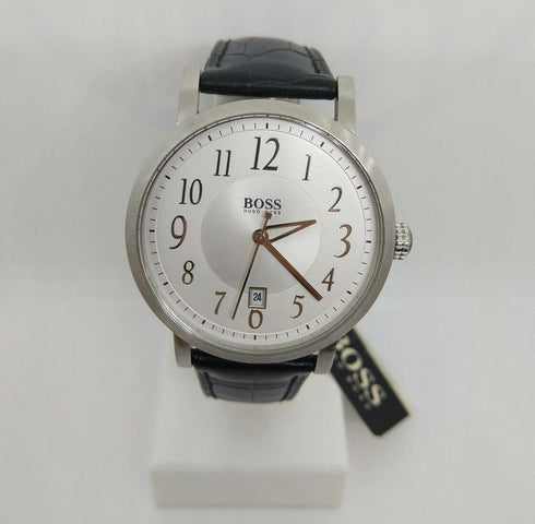 Orologio uomo Hugo Boss grande cassa tonda cinturino pelle nero | Gioiellitosti.it