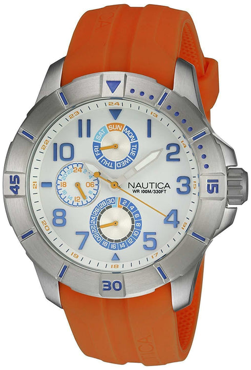 Orologio uomo Nautica NAI12507G scuba WR 100M acciaio cinturino gomma day date | Gioiellitosti.it