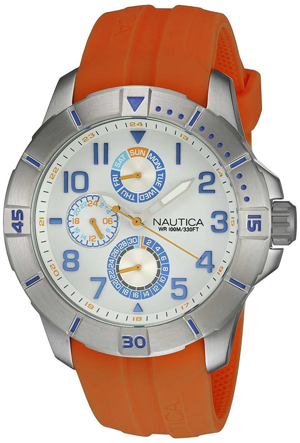Orologio uomo Nautica NAI12507G scuba WR 100M acciaio cinturino gomma day date | Gioiellitosti.it