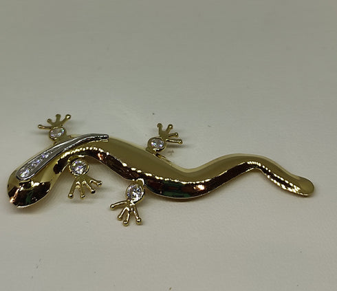 Spilla oro 18k donna Animalier Geco con pietre zirconi gr 5,80 | Gioiellitosti.it