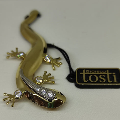 Spilla oro 18k donna Animalier Geco con pietre zirconi gr 5,80 | Gioiellitosti.it