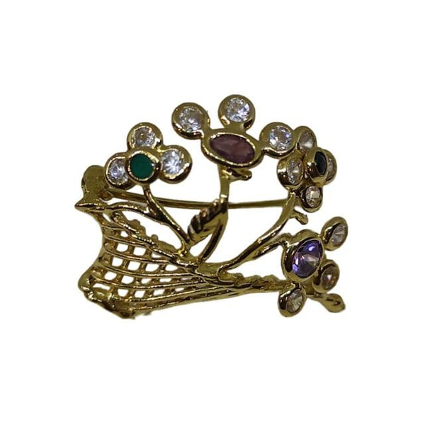 Spilla oro 18k donna cestino fiori pietre dure | Gioiellitosti.it