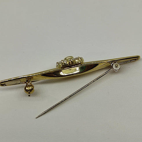 Spilla oro 18k Donna Vintage pietra zaffiro blu bianco | Gioiellitosti.it