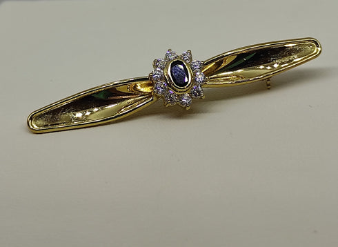 Spilla oro 18k Donna Vintage pietra zaffiro blu bianco | Gioiellitosti.it