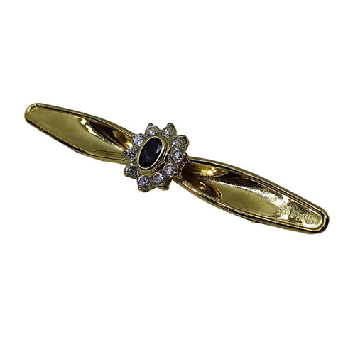 Spilla oro 18k Donna Vintage pietra zaffiro blu bianco | Gioiellitosti.it