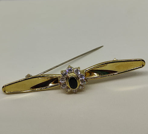 Spilla oro 18k Donna Vintage pietra zaffiro blu bianco | Gioiellitosti.it