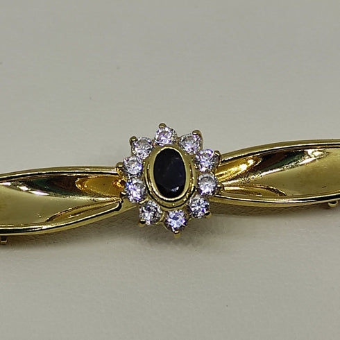 Spilla oro 18k Donna Vintage pietra zaffiro blu bianco | Gioiellitosti.it
