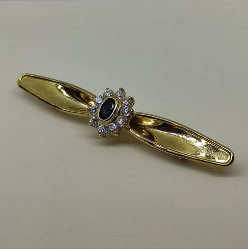 Spilla oro 18k Donna Vintage pietra zaffiro blu bianco | Gioiellitosti.it