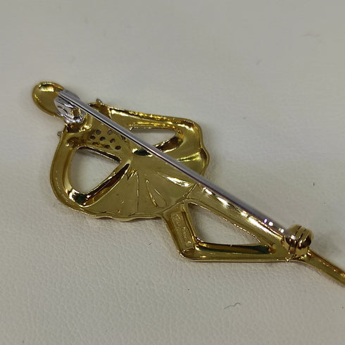 Spilla oro 18k giallo Ballerina pietre zirconi | Gioiellitosti.it