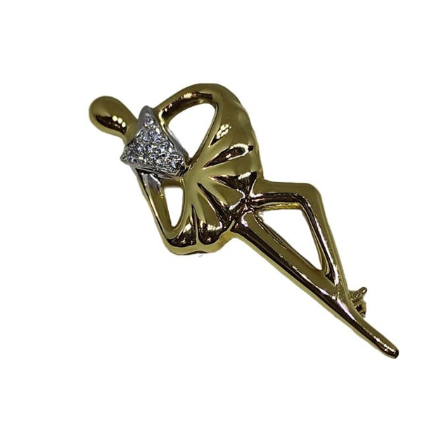 Spilla oro 18k giallo Ballerina pietre zirconi | Gioiellitosti.it