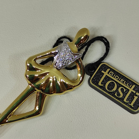 Spilla oro 18k giallo Ballerina pietre zirconi | Gioiellitosti.it