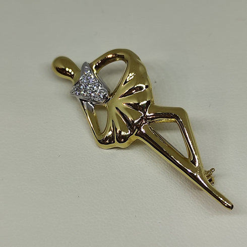 Spilla oro 18k giallo Ballerina pietre zirconi | Gioiellitosti.it