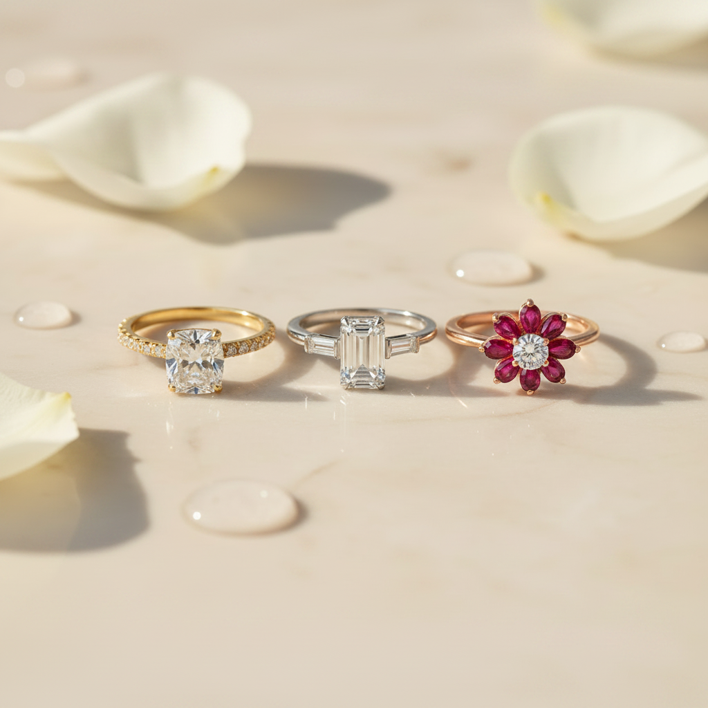 Anelli in oro giallo, bianco e rosa a confronto — guida ai colori dell'oro 18k, Gioielleria Tosti