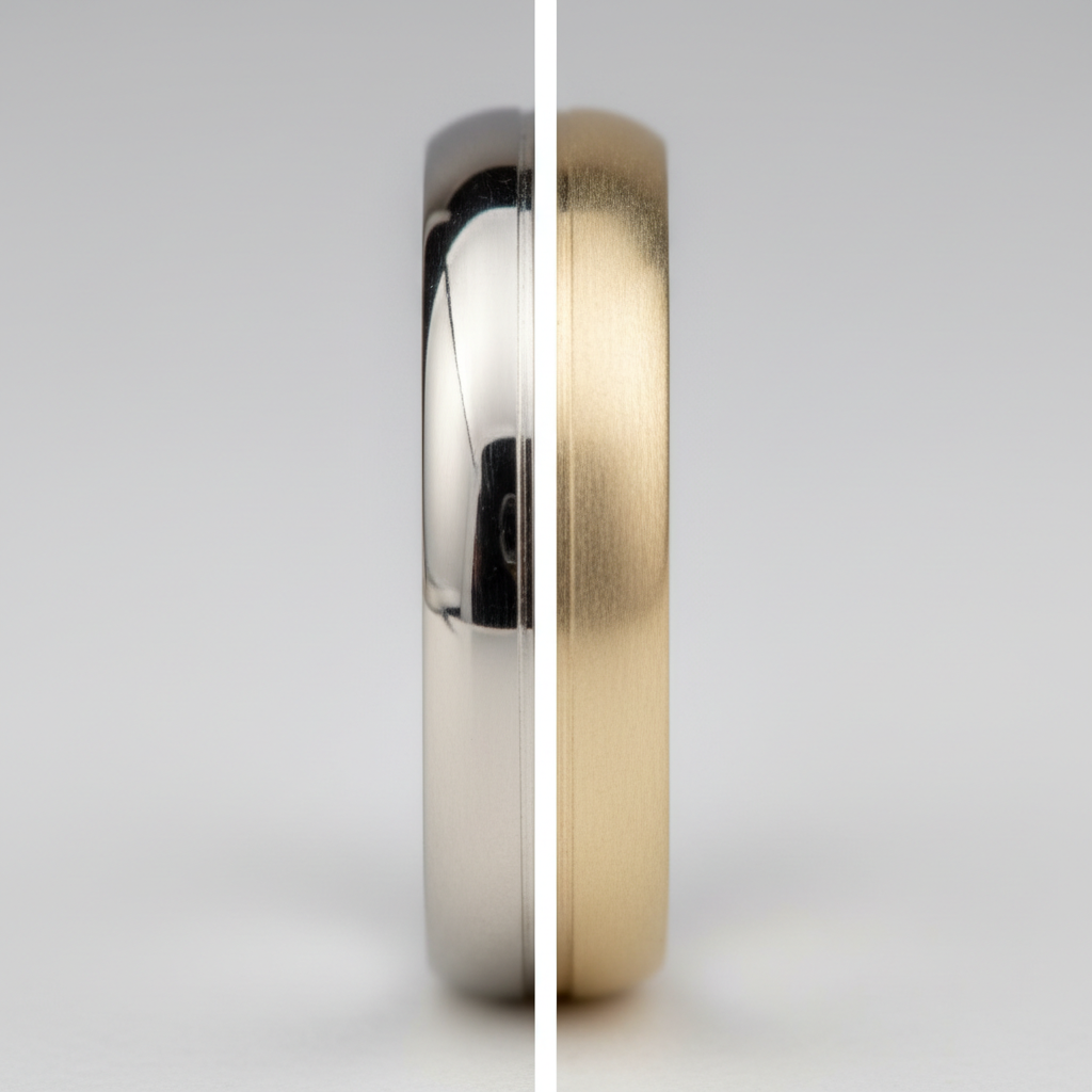 Confronto tra gioiello in oro bianco rodiato e non rodiato