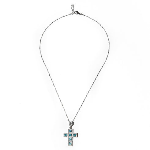Collana Croce Argento 925 Zirconi Azzurri Michele Affidato CL-TY-000582