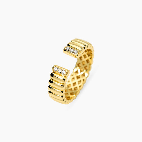 Anello Mabina 523512 Argento 925 Oro 18K Zirconi Aperto JANE Donna