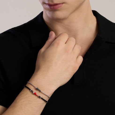 Bracciale Mabina 534119 Argento 925 Cornetto Cordino Uomo