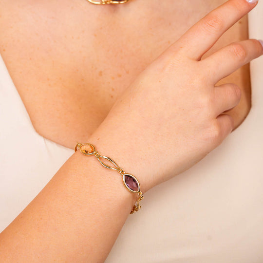Bracciale Boccadamo XB1059D Placcato Oro Cristalli Ametista — Product detail view
