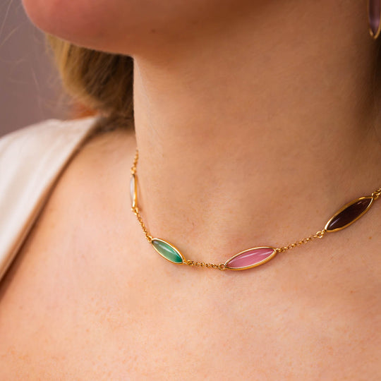 Collana Boccadamo XGR764D Placcata Oro Cristalli Multicolor — Product detail view