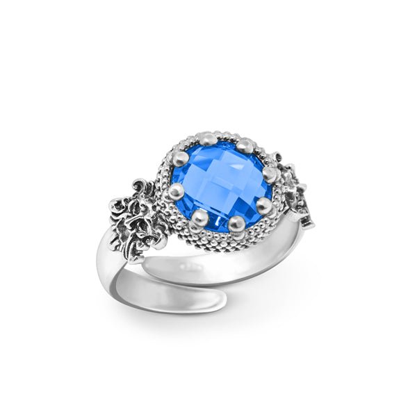 Anello Argento 925 Cristallo Azzurro Maschere Michele Affidato AN-MS-000204 | Gioielli Tosti