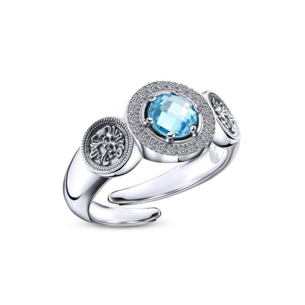 Anello Argento 925 Zircone Azzurro Maschere Michele Affidato AN-PH-000225 | Gioielli Tosti