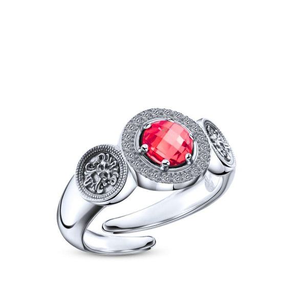 Anello Argento 925 Zircone Rosso Maschere Michele Affidato AN-PH-000229 | Gioielli Tosti