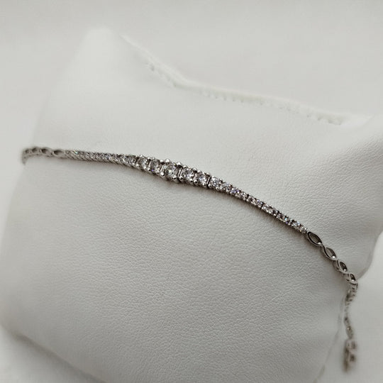 Bracciale oro 18k bianco centrale pietre zirconi 19 cm 4.30 gr | Gioiellitosti.it — Product detail view
