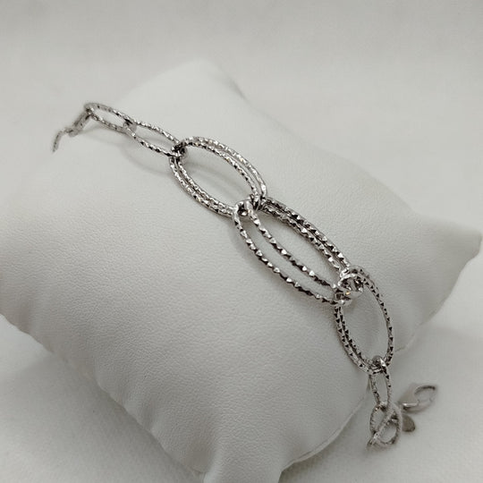 Bracciale oro 18k bianco maglia ovale diamantata 21 cm 4.30 gr | Gioiellitosti.it — Product detail view
