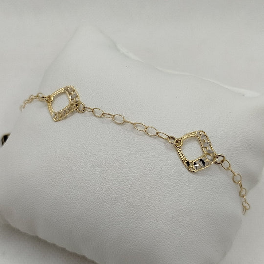 Bracciale oro 18k ciondolo diamantato bicolore 19 cm 3.0 gr | Gioielli Tosti — Vista dettaglio prodotto originale