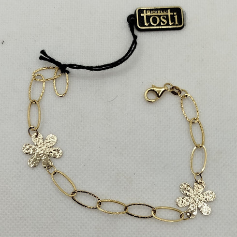 Bracciale oro 18k donna ciondolo fiore 20 cm 3.10 gr | Gioiellitosti.it