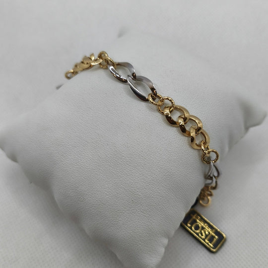 Bracciale oro 18k maglia intrecciata bicolore 20 cm 4.70 gr | Gioielli Tosti — Vista dettaglio prodotto originale