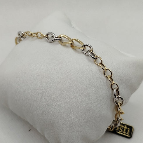 Bracciale oro 18k maglia ovale lucida bicolore 18 cm 4.0 gr | Gioielli Tosti
