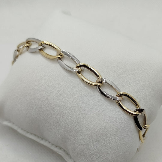Bracciale oro 18k maglia ovale lucida bicolore 21 cm 4.80 gr | Gioielli Tosti — Vista dettaglio prodotto originale