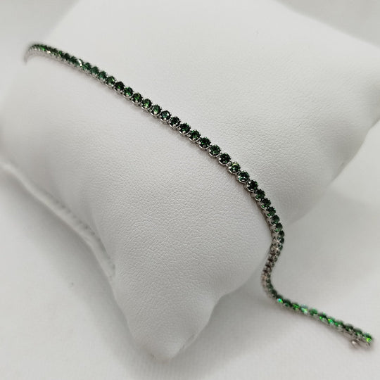Bracciale oro Bianco 18k tennis zirconi verdi 19.5 cm 3.90 gr | Gioiellitosti.it — Product detail view