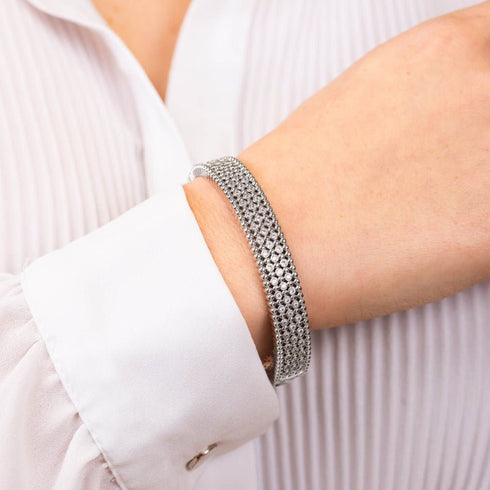 Bracciale Rigido Boccadamo XB1050 Acciaio e Zirconi | Gioielli Tosti
