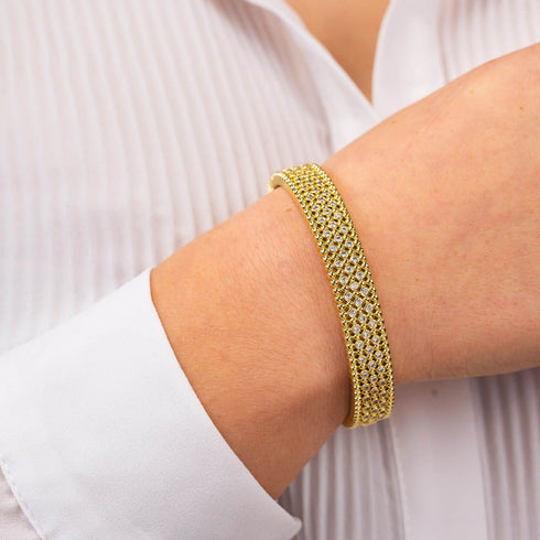 Bracciale Rigido Boccadamo XB1050D Acciaio dorato e Zirconi | Gioielli Tosti