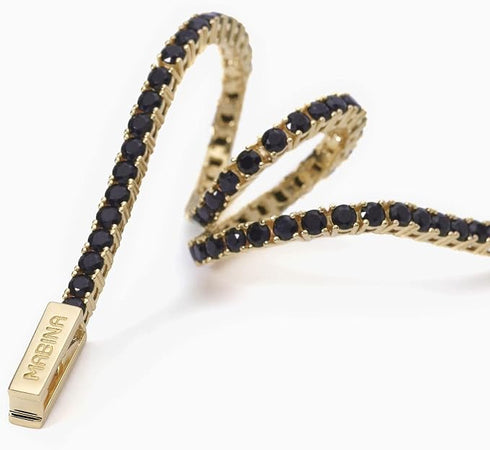 Bracciale tennis Mabina 533658-S Zirconi neri Argento placcato Oro | Gioielli Tosti
