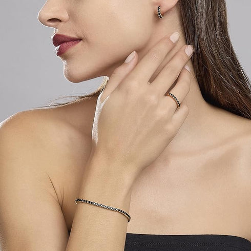 Bracciale tennis Mabina 533658-S Zirconi neri Argento placcato Oro | Gioielli Tosti