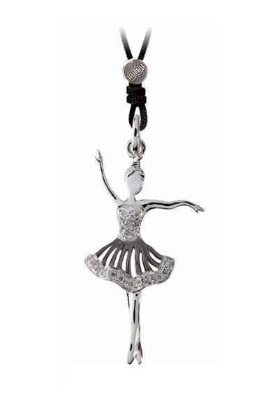 Ciondolo Ballerina Oro 18k Bianco Rubini e Diamanti | Gioiellitosti.it