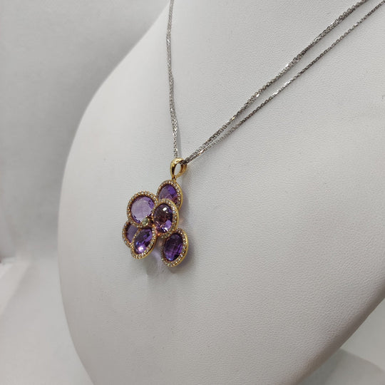 Ciondolo con ametista e diamanti oro 18k | Gioiellitosti.it