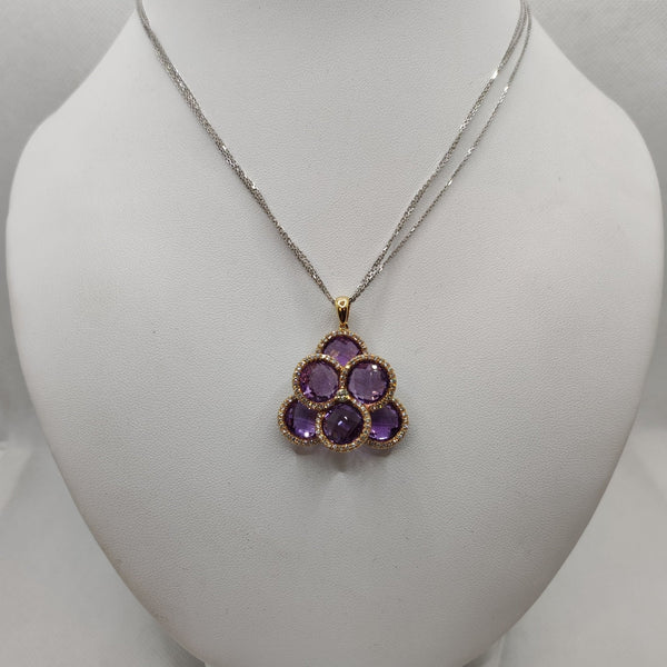 Ciondolo con ametista e diamanti oro 18k | Gioiellitosti.it