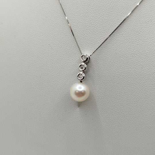 Ciondolo con perla e diamanti con collana oro 18k | Gioiellitosti.it — Vista dettaglio prodotto originale