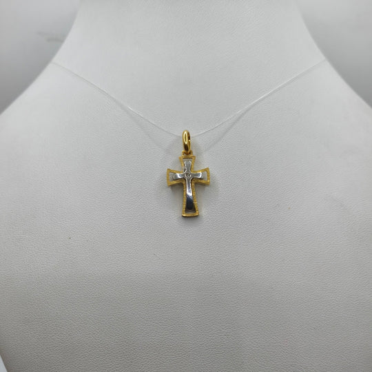 Ciondolo Croce oro 18 kt Bicolore con Diamante 2.90 gr | Gioielli Tosti — Vista dettaglio prodotto originale
