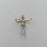 Ciondolo Croce oro 18 kt bicolore con Zirconi 2.30 gr | Gioielli Tosti